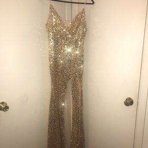 long gold dress